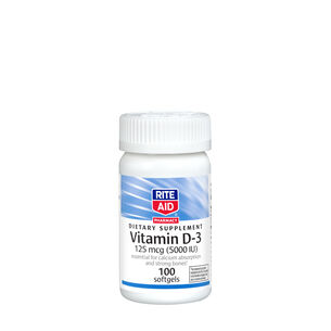 Vitamin D-3 125 mcg &#40;5000 IU&#41; - 100 Softgels &#40;100 Servings&#41;  | GNC